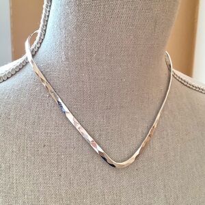 Hammered Silver Choker Collar Necklace